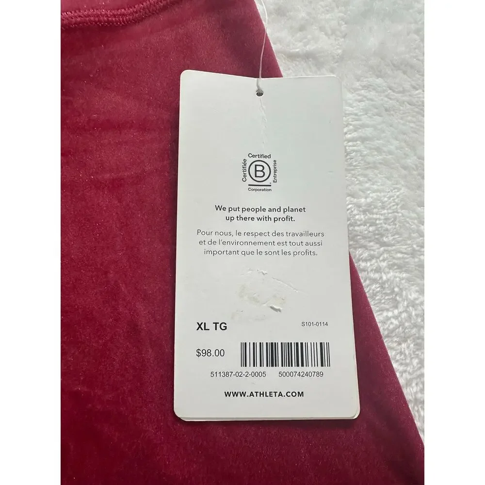 Athleta Elation Velvet Tight Women XL Raspberry NWT High Rise Leggings 511387‎